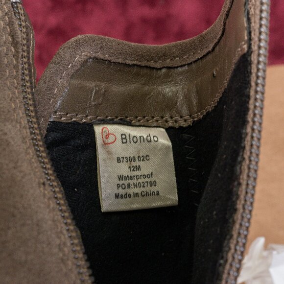 Blondo Women Sawyer Taupe Suede Waterproof Ankle Zip Lug Boots sz 12 - Picture 8 of 9
